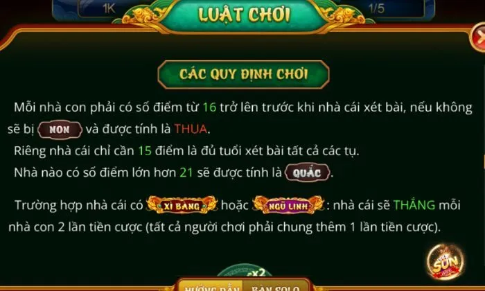 Xì Dách Hoàng Gia Sunwin Quy định chơi trong game Xì Dách Hoàng Gia Sunwin